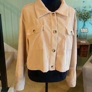 Women's Cream Corduroy Cropped Shacket NWOT